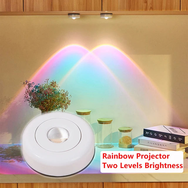 projecteur arc ciel cœur multicolore ambiance mur rose bleu vert