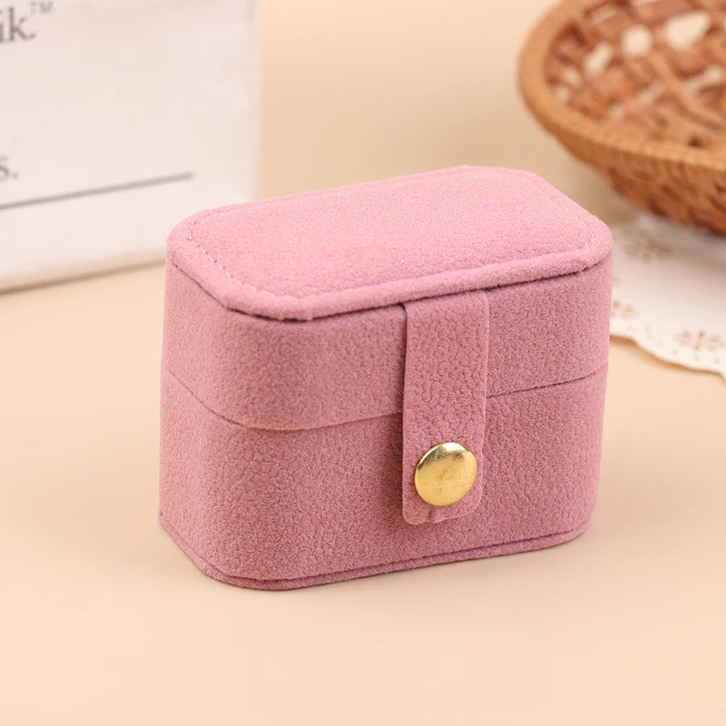 boîtes bijoux velours rose bleu noir rouge classiques boutons pression anneaux portables voyage