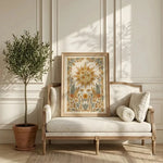 decoration murale boho chic affiche floral solaire feuilles couleurs vives chambre salon
