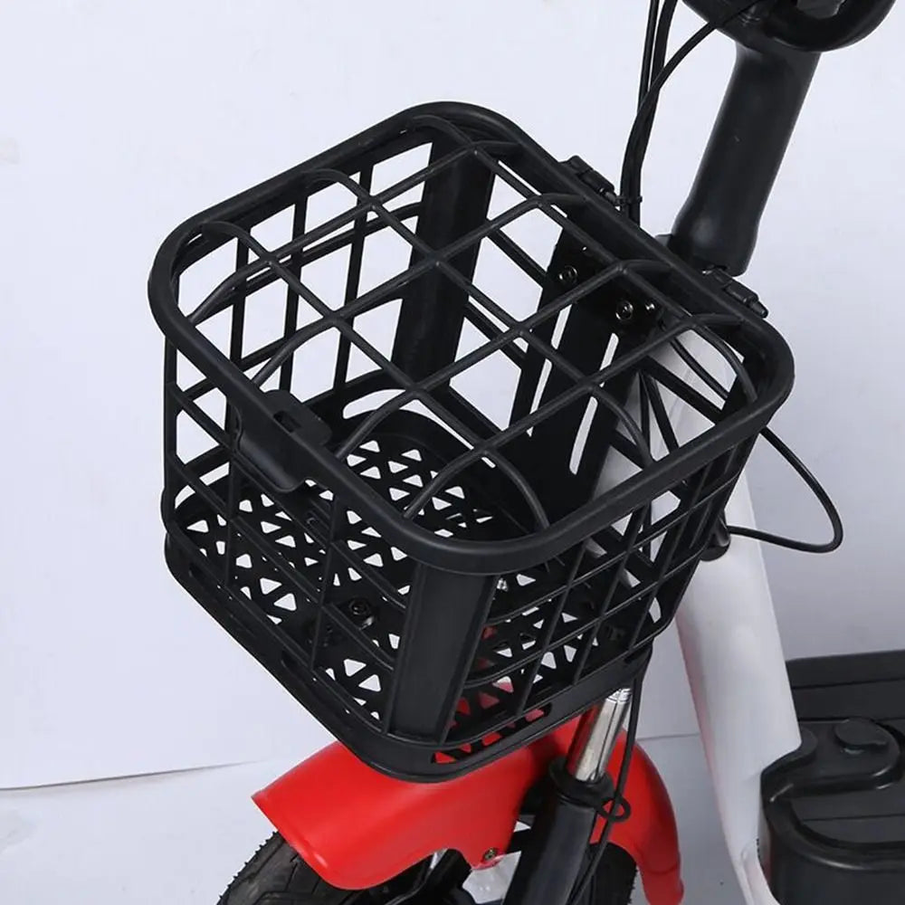 sac guidon panier vélo scooter noir rouge motif grille texturé fruits légumes crochets métalliques
