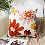 taies d'oreiller fleurées moderne decoration maison 45x45cm polyester coton lin blanc