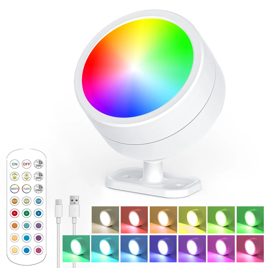 Lampe murale LED moderne rechargeable télécommande noir blanc rond minimaliste