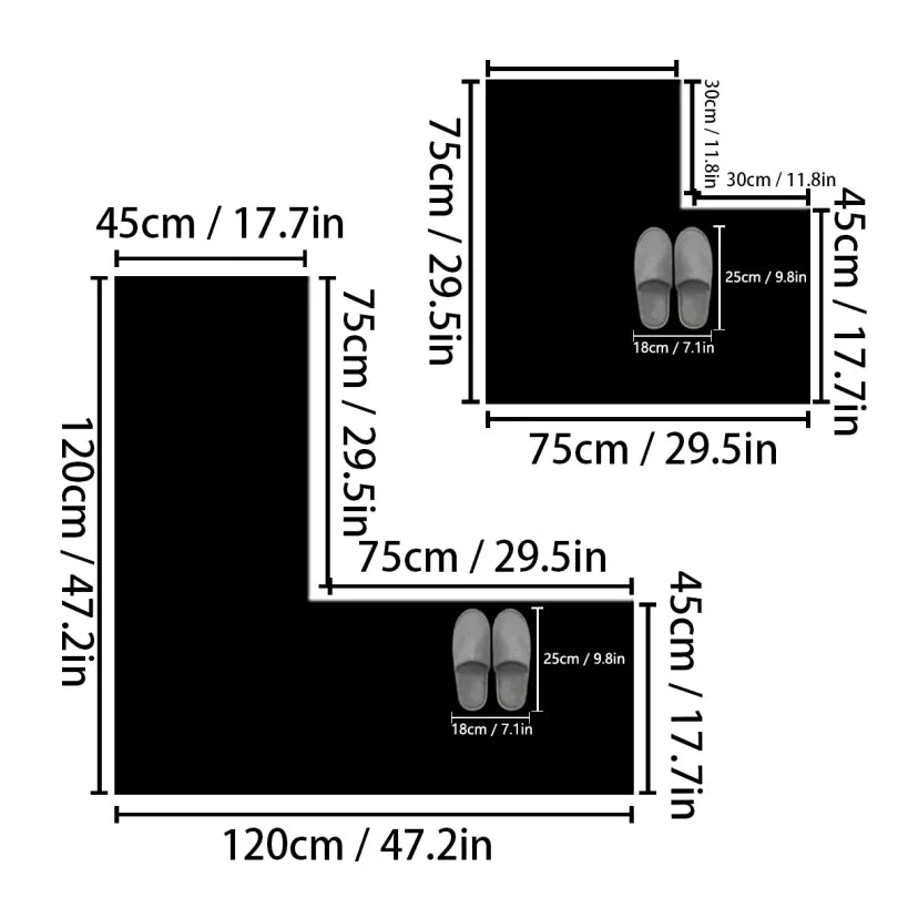 tapis antidérapant moderne minimaliste motif pieds salle bain bleu foncé gris blanc absorbant