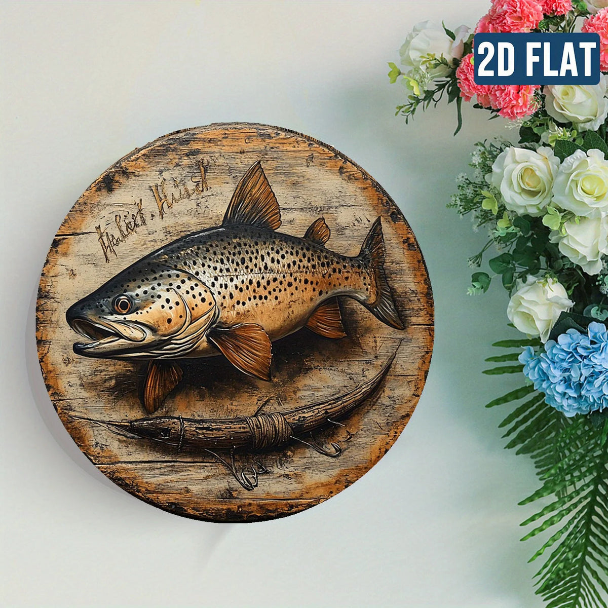 plaque murale bois poisson saumoné 20x20cm occasion anniversaire noël mariageOpaque 3D cordelette déco chambre