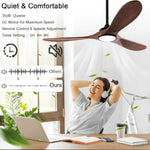 ventilateur moderne 52 pouces bois lampe intégrée télécommande led certifications ul ccc