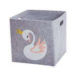 boîte rangement tissu felt pliable animaux motif gris clair enfant jouets vêtements poignées