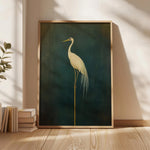 tableau toile oiseau blanc fond vert foncé beige clair moderne salon dortoir