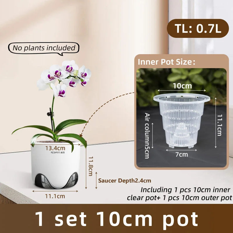 pots orchidées modernes blancs transparents 15cm 12cm 10cm aircone racines rebondissement
