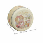 boîtes rondes métal dessin animé ours lapins fruits cuisine beiges vertes roses
