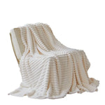 couverture polaire beige rayures hiver douce polyester coton 100x150cm 70x100cm 45x65cm confortable fixations