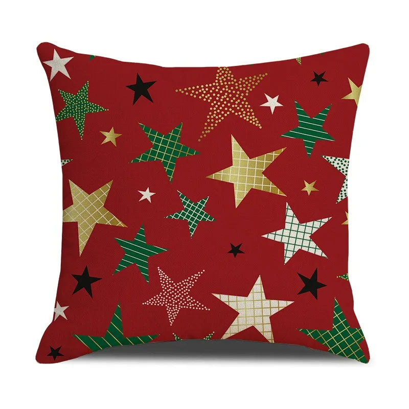 coussins carreaux rouge blanc vert doré sapins étoiles adhésifs décor noël traditionnel festive