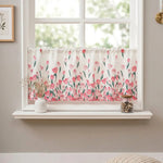 rideau floral papillon polyester semi transparent romantique naturel cuisine blanc violet vert rose bleu