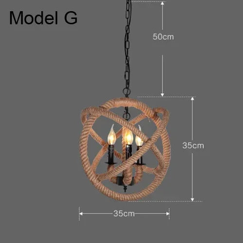 suspension lumineuse industrielle vintage corde naturelle métal noir ampoules opacité