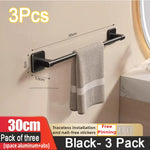 porte serviettes adhésif noir moderne 50cm poli aluminium salle bain