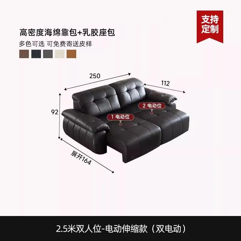 Canapé lit moderne simili cuir noir oreillers variable bed électrique 285cm
