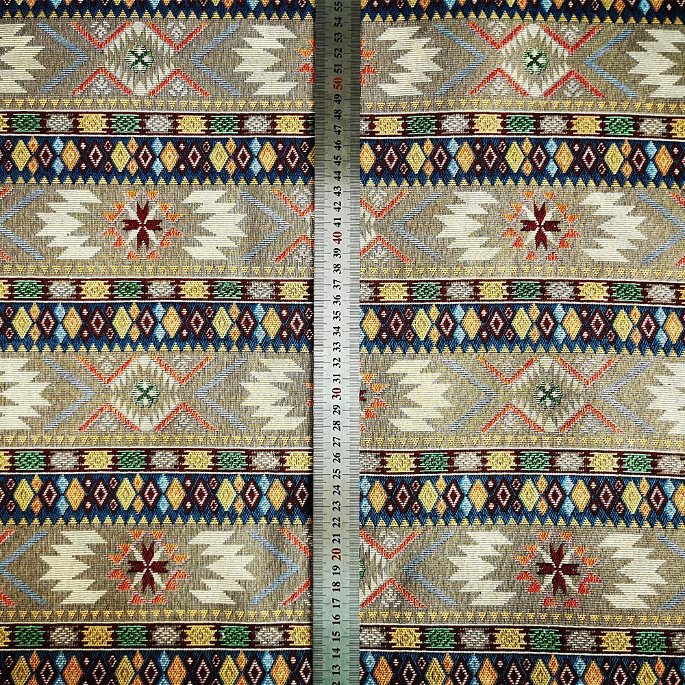 tissu jacquard ethnique coton polyester motif géométrique décoratif sac coussin rideau artisanat