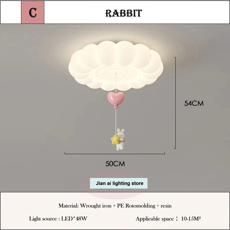 lampe moderne blanche nuages lapin ballon chambre enfants lumière led