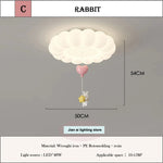 lampe moderne blanche nuages lapin ballon chambre enfants lumière led