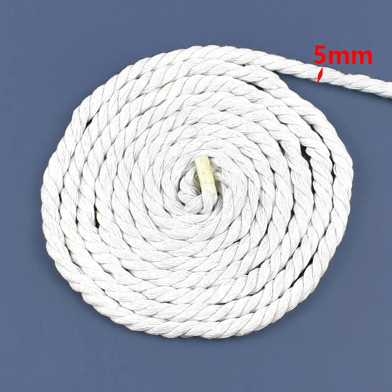 corde coton tressée 5m blanche haute résistance finition enduite rustique franges