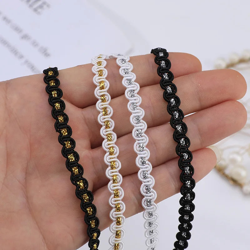 bracelet dorées noir blanc classique décoration mariage 10cm polyestère écologique