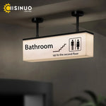panneau indicateur lumineux led moderne toilets pictogrammes grunge beige noir minimaliste
