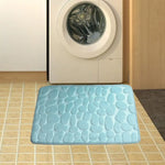 tapis bain moderne gris bleu rose blanc marron texture cailloux antidérapant absorption eauversible salle