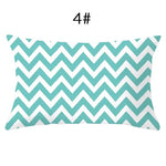 coussin lombaire jaune noir blanc bleu gris vert marron zigzag triangles moderne 30x50cm polyester