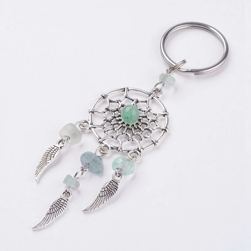 porte clés attrape rêves boho chic semi opaques ailes argenté rose violet vert