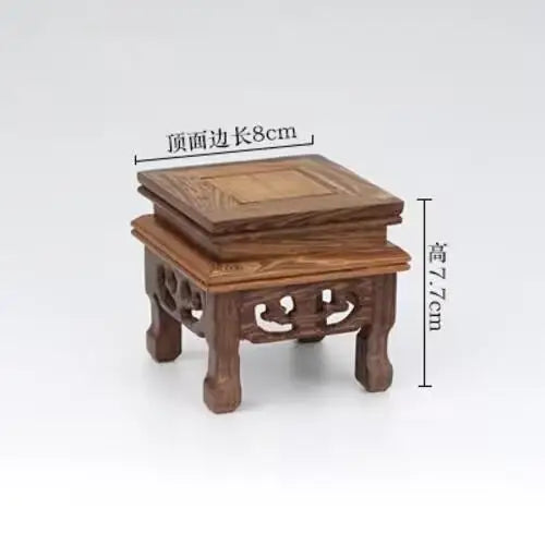 support décoratif bois sculpté marron classique traditionnel sans fixation pot thé holder