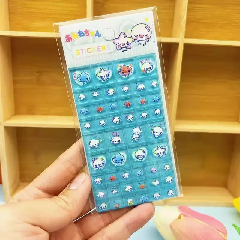 sticker anime rose bleu jaune gris adhésif cartoon mignon décoration téléphone portable jouet cadeau