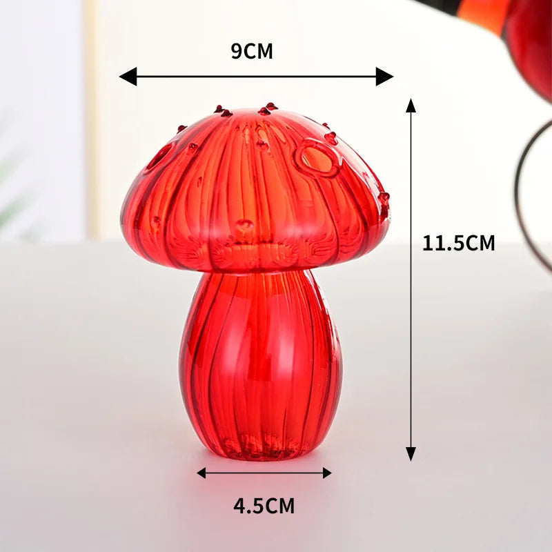 vase champignon transparent moderne rouge vert rose marron jaune