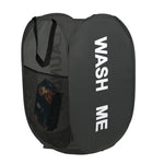 panier linge noir gris moderne réutilisable polyestère wwash me laundary imprime poignées multifonction salle