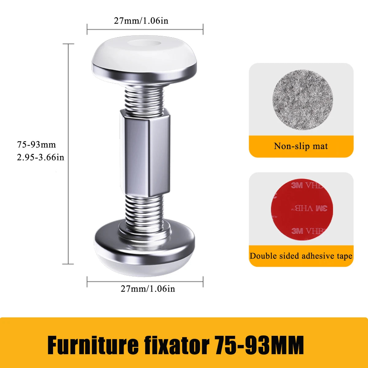 fixateur meuble moderne tasseau argenté blanc vissage adhésif antidérapant inclusion tapis feutre diamètre ajustable