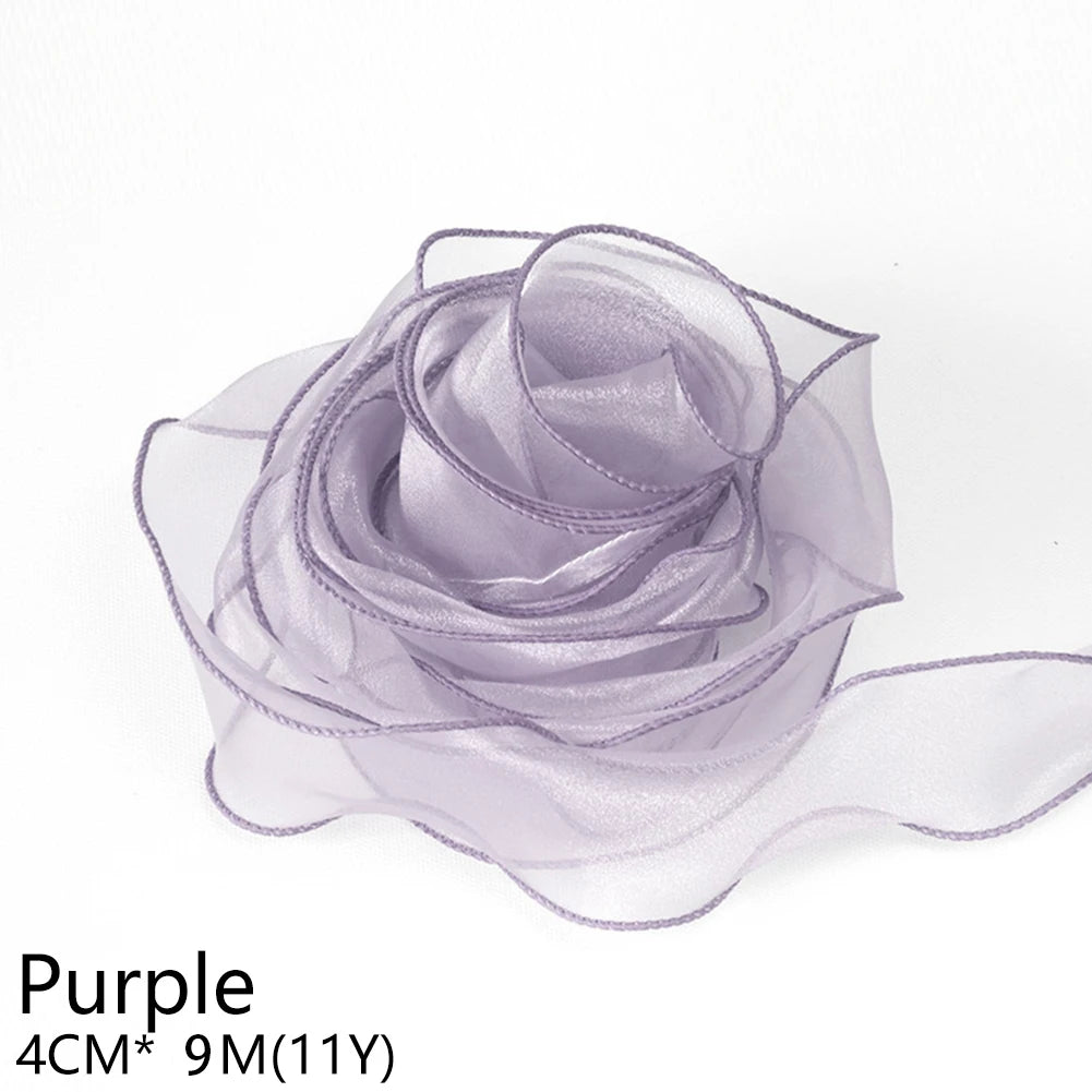 rubans dentelés organza polyester coloris unis 10m élégants mariage décoration bricolage bouquet