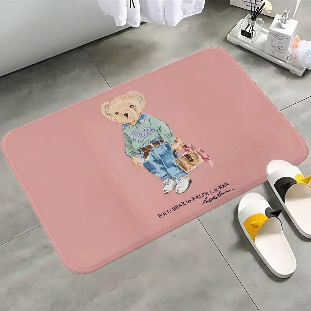 tapis sol dessin animé oiseau pistolets ours tenues chambre noir rose bleumarine
