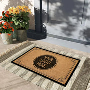 tapis personnalisable antidérapant extérieur marron noir gris blanc texture granuleuse bordure noire caoutchouc dos