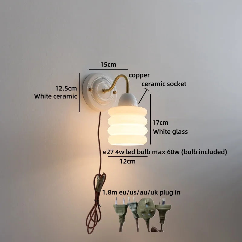 lampe murale fleurs bleues blanc doré LED classique vis fixation 4W max 60W
