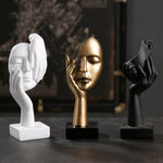 statuettes décoratives visage humain noir blanc doré modernes minimalistes abstraites contemporaines base carrée livres