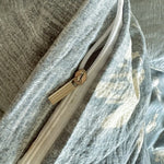 ensemble literie coton lin bleu gris motifs floraux drap plat taies oreillers vintage douillet