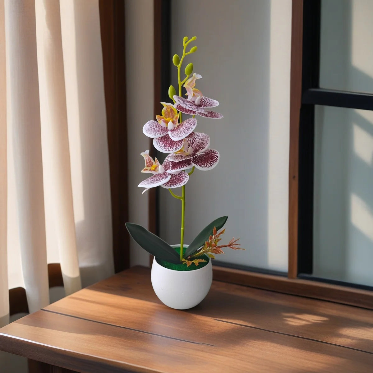 Décoration intérieure orchidée artificielle pot blanc violette bleue blanche minimaliste moderne