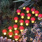 lampe solaire led forme champignon rouge points blancs extérieure jardin patio décoration moderne étanche