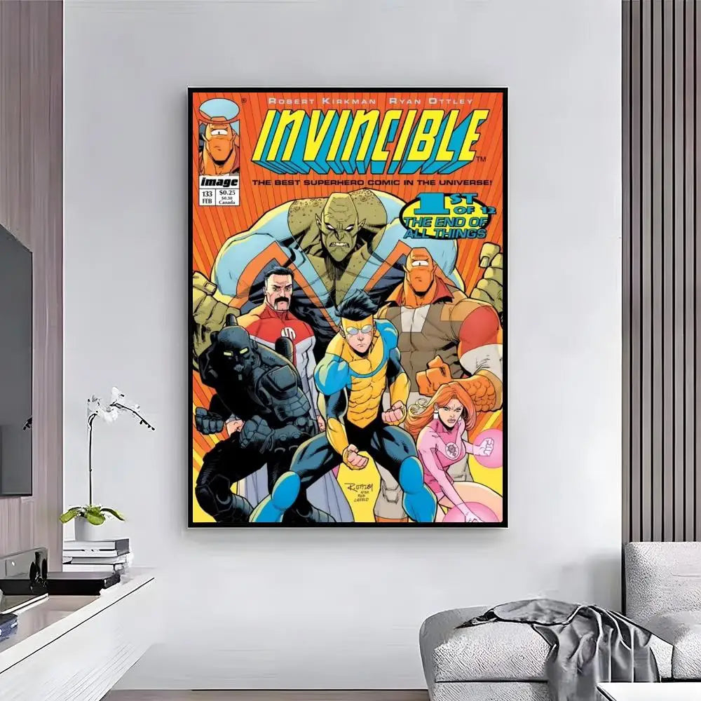 affiche invincible comics multicolore personnages dynamique moderne cadre fácil appliquer decoration