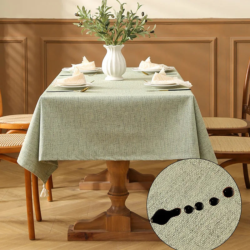 nappe table imperméable réutilisable vert olive gris beige tissu texturé élégante rustiqueextérieur hiver