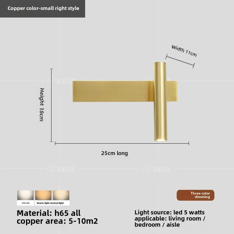 lampe murale moderne or bras articulé barre lumineuse horizontale led chambre coucher salle manger