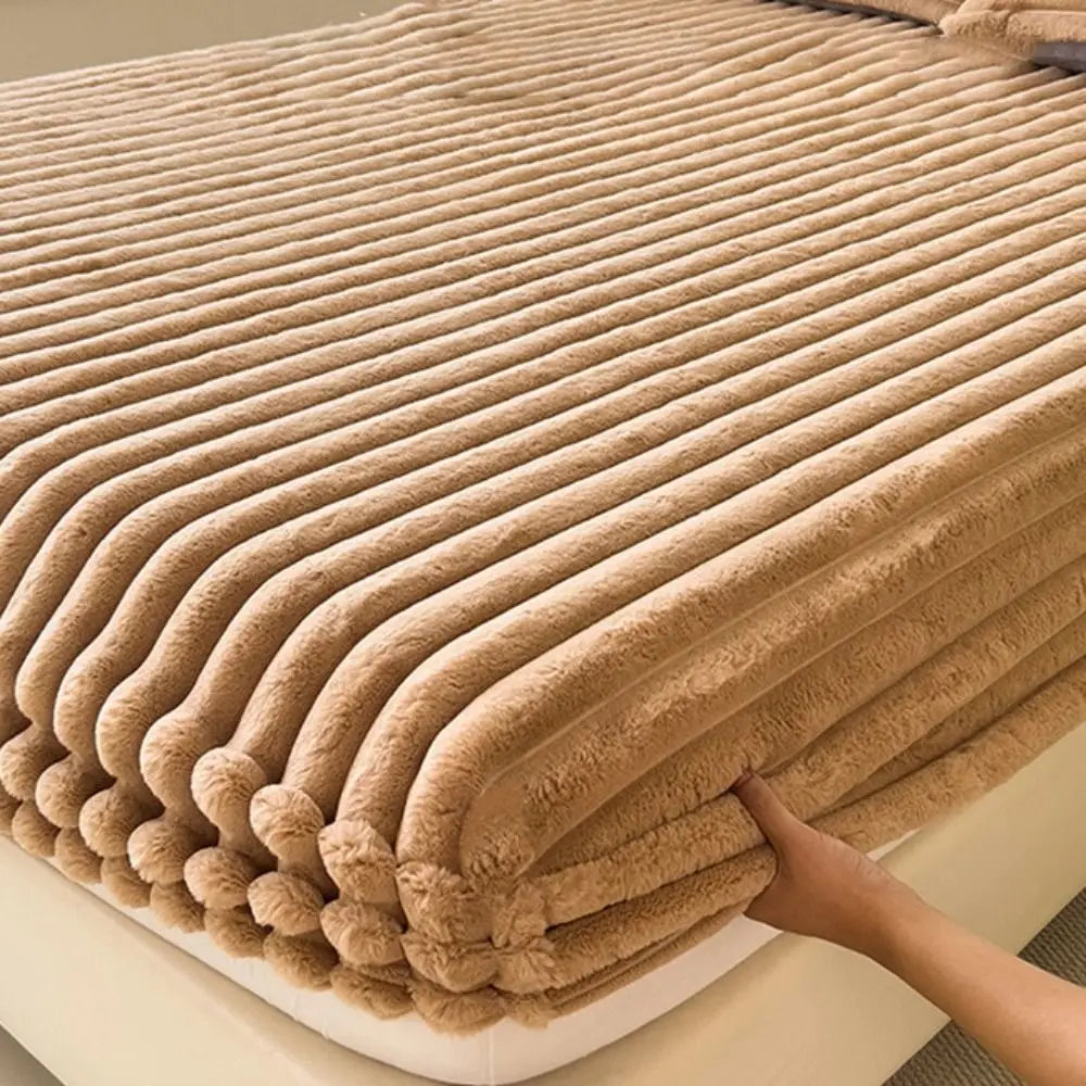 housse matelas polyster coton rayures horizontales rose beige confortable anti bactéries résistante eau