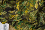 tissu brocart imprimé floral noir vert doré robe jupe coussin sac main polyester respectueux