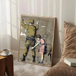 affiche art contemporaine street banksy graphique abstraite noire blanche verte murale salon decoration