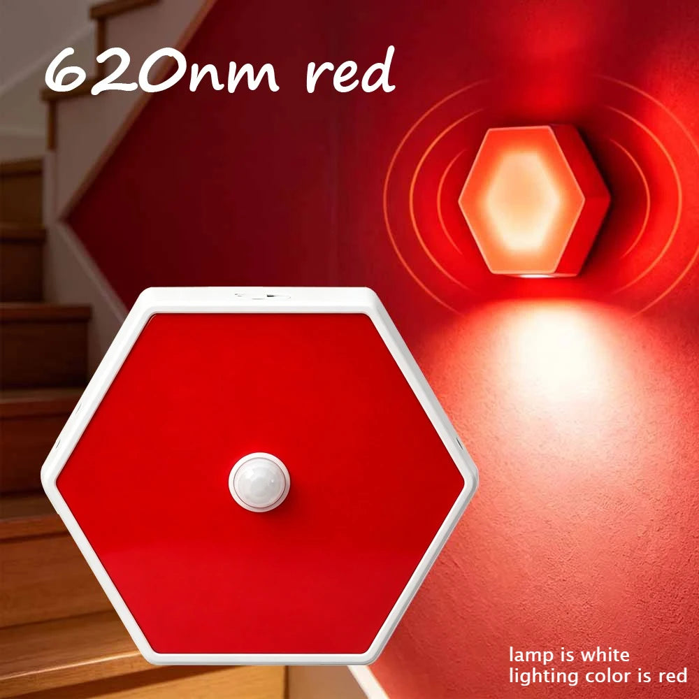 veilleuse led rouge motion sensor lampe hexagonale moderne aimantée câble usb lanière sac protection