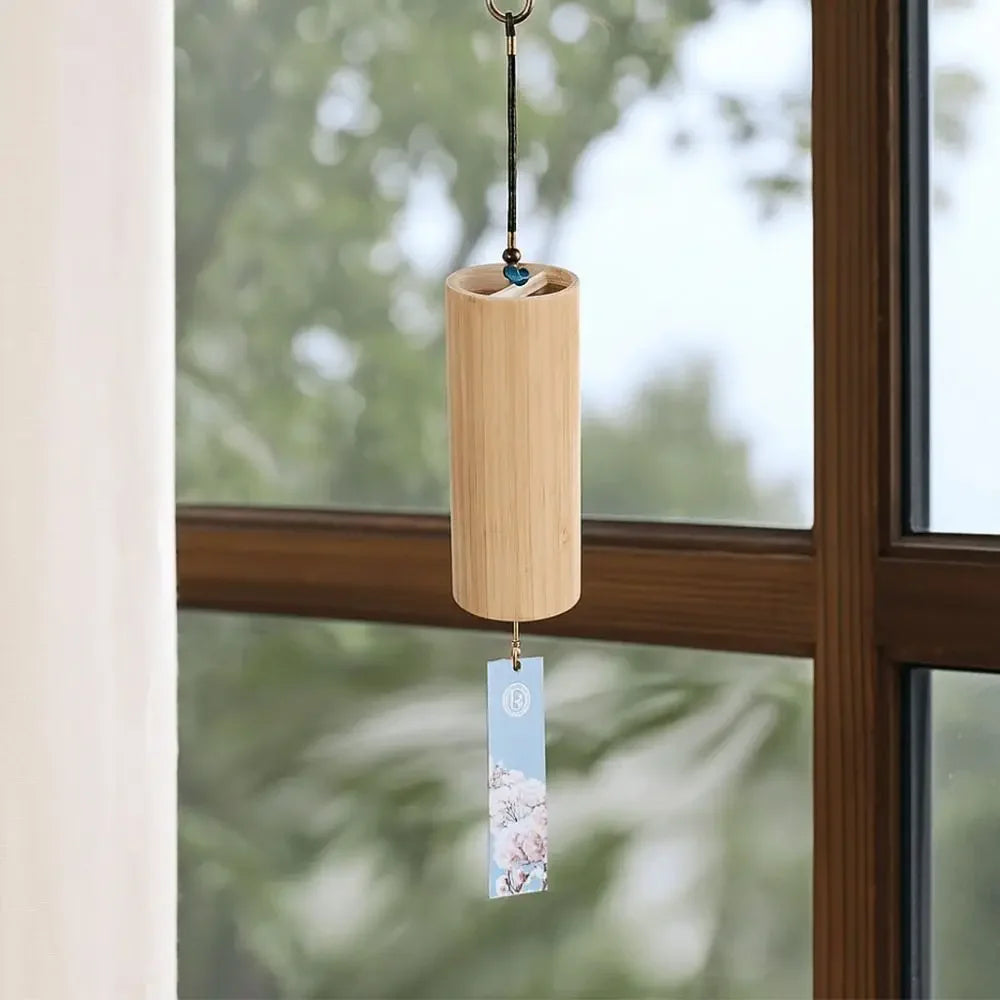 cloches vent cloche artisanale feuilles bois pendentif goutte naturel rustique jardin decoration