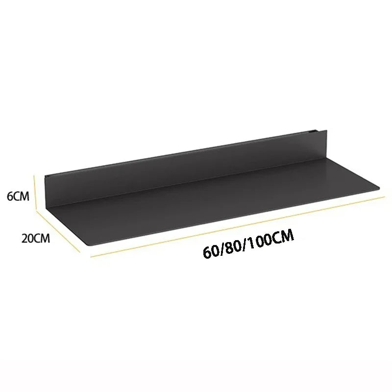 étagère murale moderne métal noir fixée mur adhésif unique niveau salon multifonctionnelle